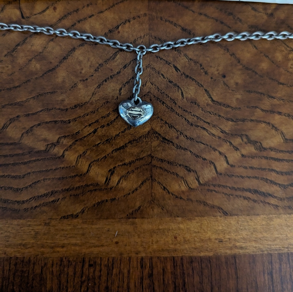 Harley Davidson Necklace with small Diamonds. Sterling Silver chain